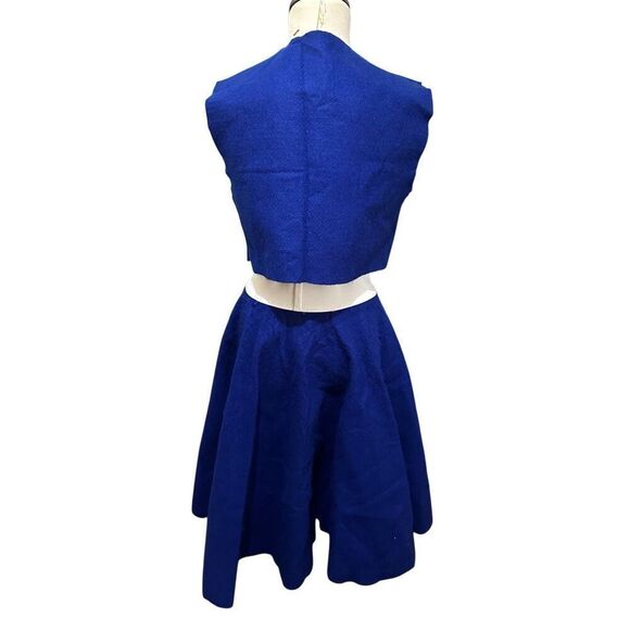 Vintage Handmade Womens Blue Felt Poodle Cat Skirt and Vest Set Retro Sz Medium - Picture 3 of 15